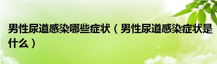 男性尿道感染哪些症状（男性尿道感染症状是什么）