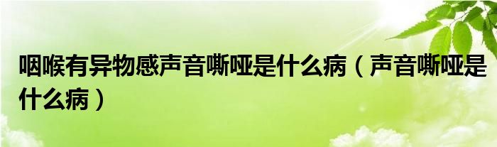 咽喉有异物感声音嘶哑是什么病（声音嘶哑是什么病）