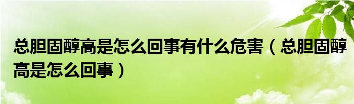 总胆固醇高是怎么回事有什么危害（总胆固醇高是怎么回事）