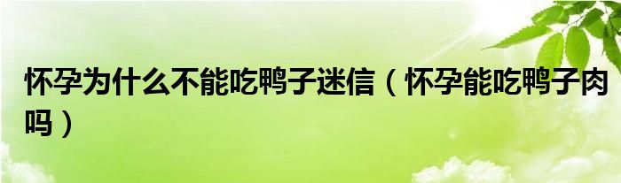 怀孕为什么不能吃鸭子迷信（怀孕能吃鸭子肉吗）