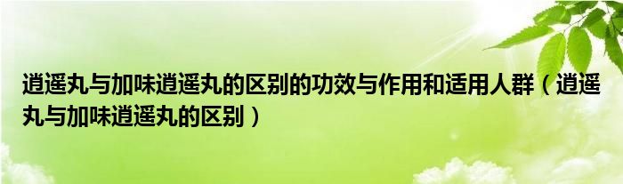 逍遥丸与加味逍遥丸的区别的功效与作用和适用人群（逍遥丸与加味逍遥丸的区别）