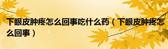 下眼皮肿疼怎么回事吃什么药（下眼皮肿疼怎么回事）