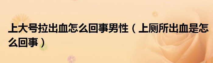 上大号拉出血怎么回事男性（上厕所出血是怎么回事）