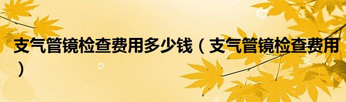 支气管镜检查费用多少钱（支气管镜检查费用）