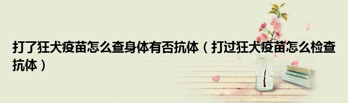 打了狂犬疫苗怎么查身体有否抗体（打过狂犬疫苗怎么检查抗体）