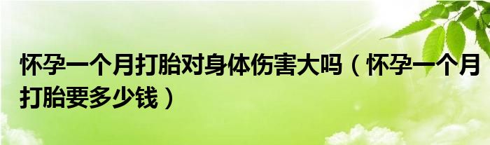 怀孕一个月打胎对身体伤害大吗（怀孕一个月打胎要多少钱）