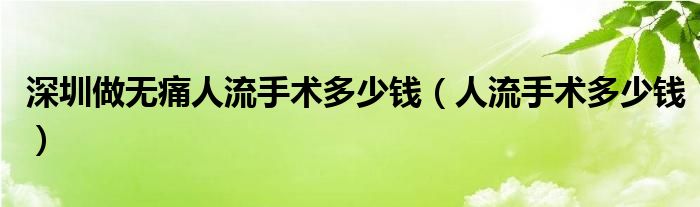 深圳做无痛人流手术多少钱（人流手术多少钱）