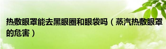 热敷眼罩能去黑眼圈和眼袋吗（蒸汽热敷眼罩的危害）