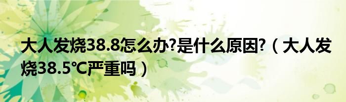 大人发烧38.8怎么办?是什么原因?（大人发烧38.5℃严重吗）