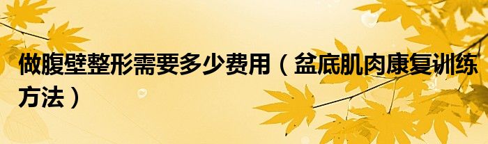 做腹壁整形需要多少费用（盆底肌肉康复训练方法）