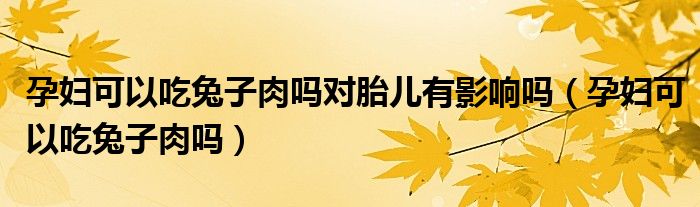 孕妇可以吃兔子肉吗对胎儿有影响吗（孕妇可以吃兔子肉吗）