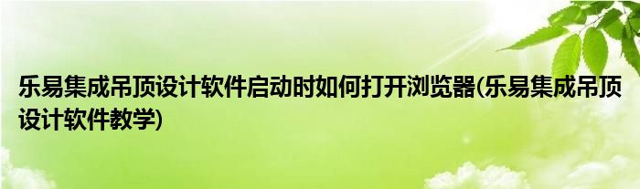 乐易集成吊顶设计软件启动时如何打开浏览器(乐易集成吊顶设计软件教学)