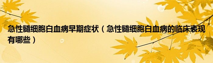 急性髓细胞白血病早期症状（急性髓细胞白血病的临床表现有哪些）