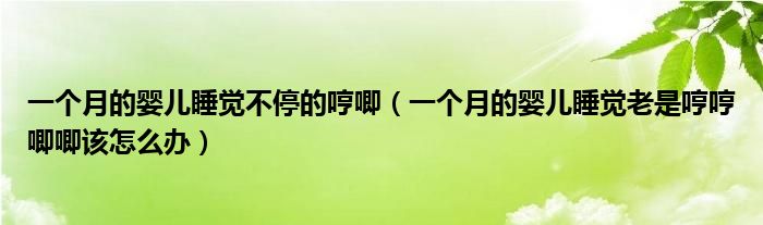 一个月的婴儿睡觉不停的哼唧（一个月的婴儿睡觉老是哼哼唧唧该怎么办）