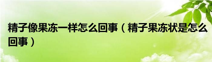 精子像果冻一样怎么回事（精子果冻状是怎么回事）