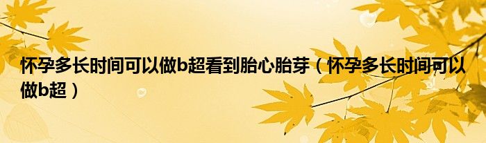 怀孕多长时间可以做b超看到胎心胎芽（怀孕多长时间可以做b超）