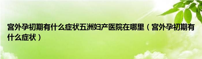 宫外孕初期有什么症状五洲妇产医院在哪里（宫外孕初期有什么症状）