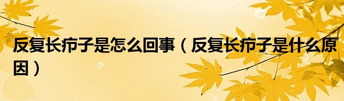 反复长疖子是怎么回事（反复长疖子是什么原因）