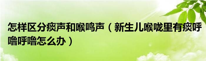 怎样区分痰声和喉鸣声（新生儿喉咙里有痰呼噜呼噜怎么办）