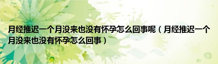 月经推迟一个月没来也没有怀孕怎么回事呢（月经推迟一个月没来也没有怀孕怎么回事）