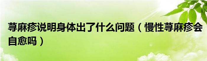 荨麻疹说明身体出了什么问题（慢性荨麻疹会自愈吗）