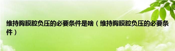 维持胸膜腔负压的必要条件是啥（维持胸膜腔负压的必要条件）