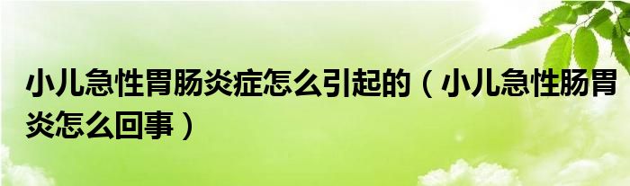 小儿急性胃肠炎症怎么引起的（小儿急性肠胃炎怎么回事）