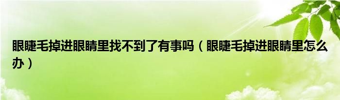 眼睫毛掉进眼睛里找不到了有事吗（眼睫毛掉进眼睛里怎么办）