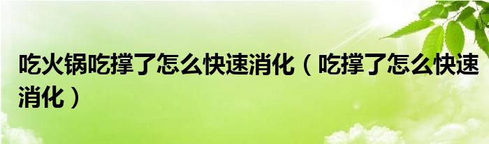 吃火锅吃撑了怎么快速消化（吃撑了怎么快速消化）