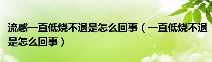 流感一直低烧不退是怎么回事（一直低烧不退是怎么回事）