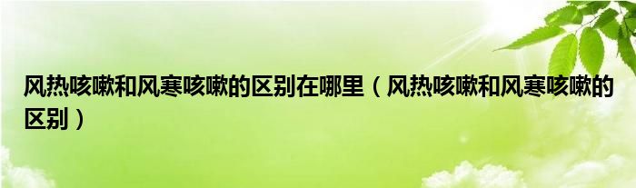 风热咳嗽和风寒咳嗽的区别在哪里（风热咳嗽和风寒咳嗽的区别）