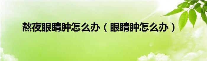 熬夜眼睛肿怎么办（眼睛肿怎么办）