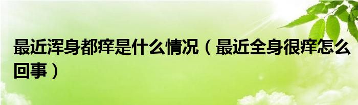 最近浑身都痒是什么情况（最近全身很痒怎么回事）