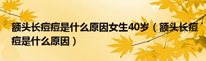 额头长痘痘是什么原因女生40岁（额头长痘痘是什么原因）