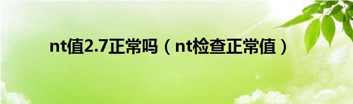 nt值2.7正常吗（nt检查正常值）