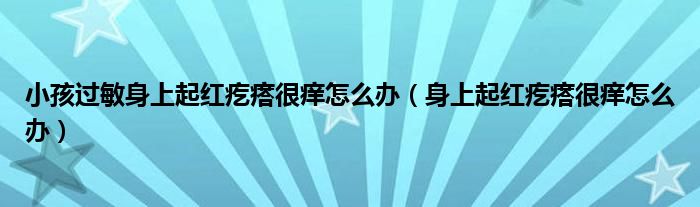 小孩过敏身上起红疙瘩很痒怎么办（身上起红疙瘩很痒怎么办）