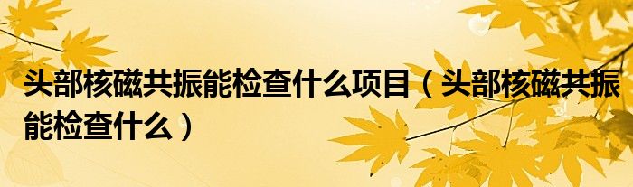 头部核磁共振能检查什么项目（头部核磁共振能检查什么）