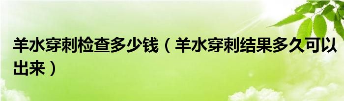 羊水穿刺检查多少钱（羊水穿刺结果多久可以出来）