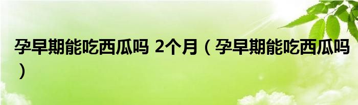 孕早期能吃西瓜吗 2个月（孕早期能吃西瓜吗）