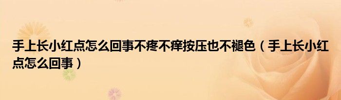 手上长小红点怎么回事不疼不痒按压也不褪色（手上长小红点怎么回事）