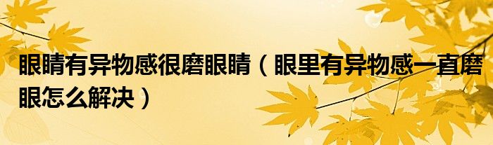 眼睛有异物感很磨眼睛（眼里有异物感一直磨眼怎么解决）