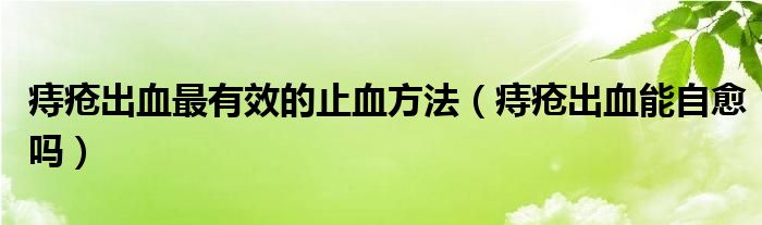 痔疮出血最有效的止血方法（痔疮出血能自愈吗）