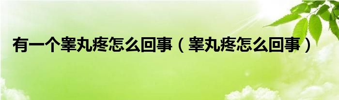 有一个睾丸疼怎么回事（睾丸疼怎么回事）