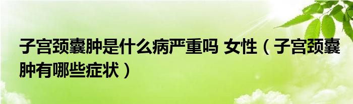 子宫颈囊肿是什么病严重吗 女性（子宫颈囊肿有哪些症状）