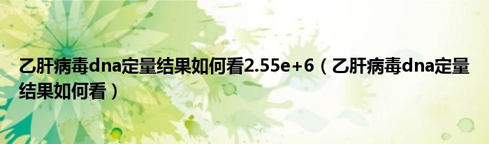 乙肝病毒dna定量结果如何看2.55e+6（乙肝病毒dna定量结果如何看）