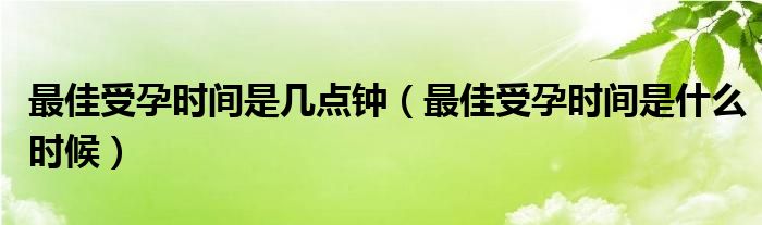 最佳受孕时间是几点钟（最佳受孕时间是什么时候）