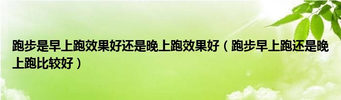 跑步是早上跑效果好还是晚上跑效果好（跑步早上跑还是晚上跑比较好）