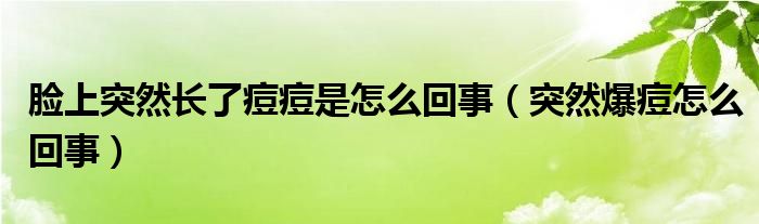 脸上突然长了痘痘是怎么回事（突然爆痘怎么回事）