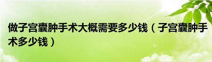 做子宫囊肿手术大概需要多少钱（子宫囊肿手术多少钱）