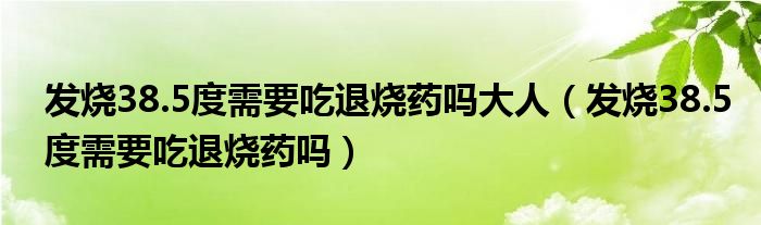 发烧38.5度需要吃退烧药吗大人（发烧38.5度需要吃退烧药吗）